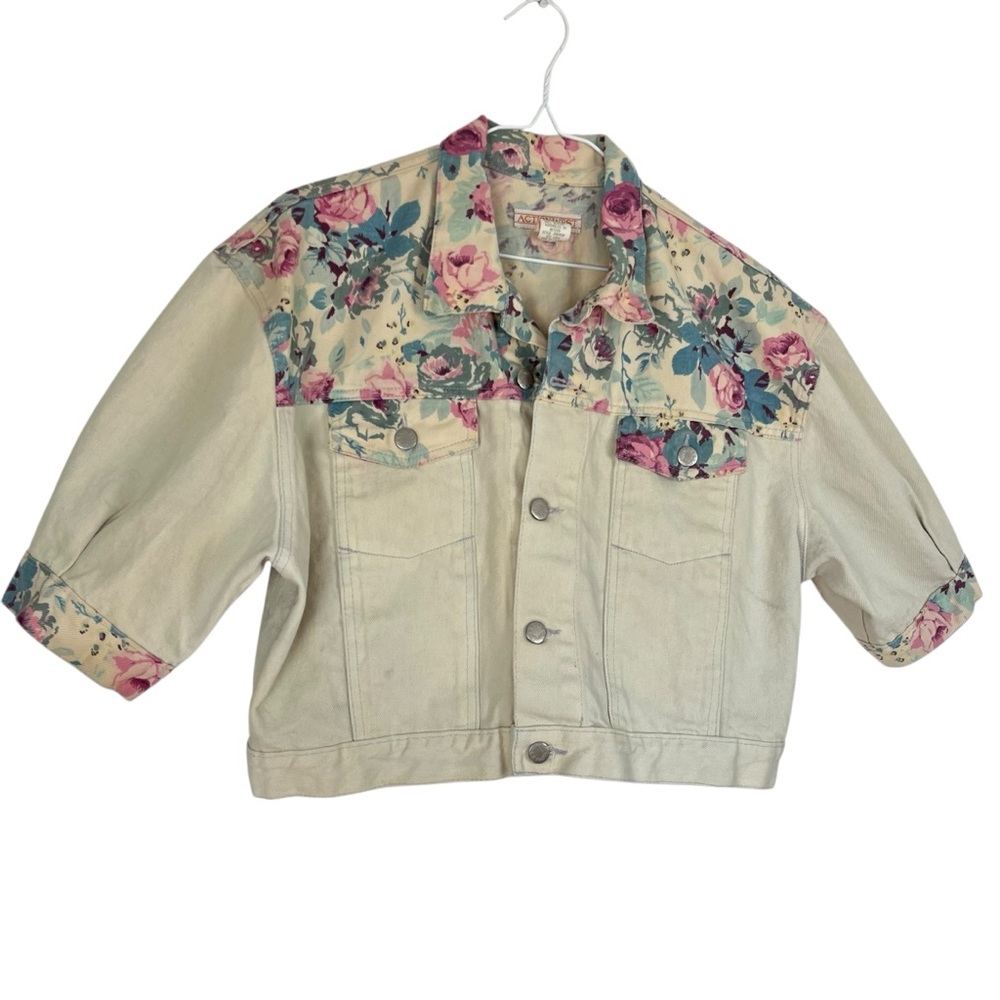 Vintage Action West Floral Denim Jacket Medium – Cropped Western Shirt Jacket - Picture 8 of 8